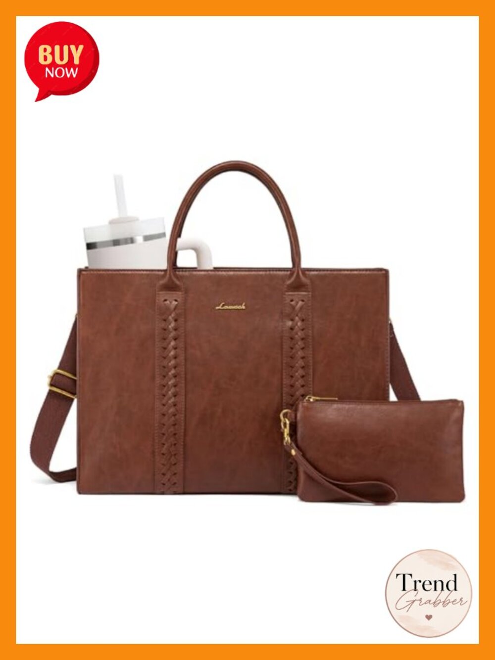 Vintage Leather Laptop Tote Bag Briefcase Waterproof Crossbody Work Teacher